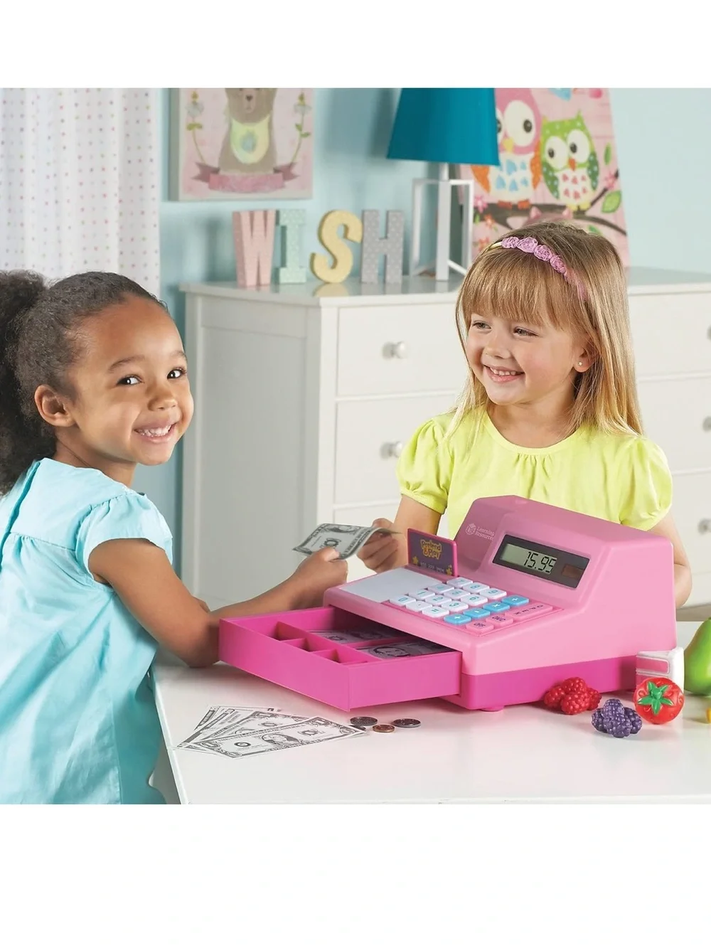 Kids Pink Play Cash Register Toy - Learning Resources